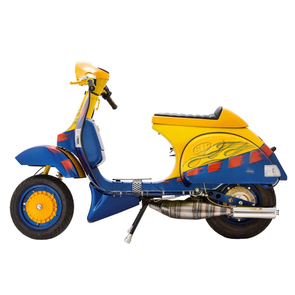 Rennauspuff SIP Performance 2.0, Edelstahl unlackiert, Dämpfer: Edelstahl Farbe (ESD): silber für Vespa 200 Rally/P200E/PX200 E/Lusso/'98/MY/Cosa 1 200