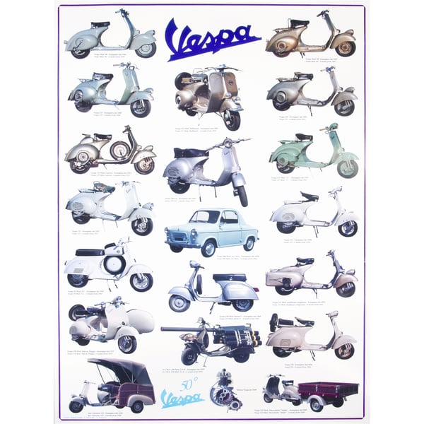 Poster mit Motiv 'Vespa Modelle I' Motorroller 