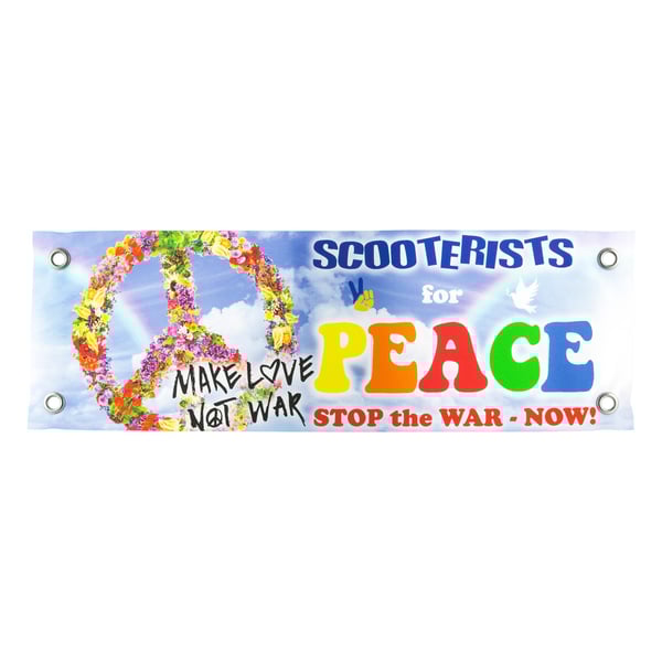 Banner Beinschild Make love not war Ukraine 