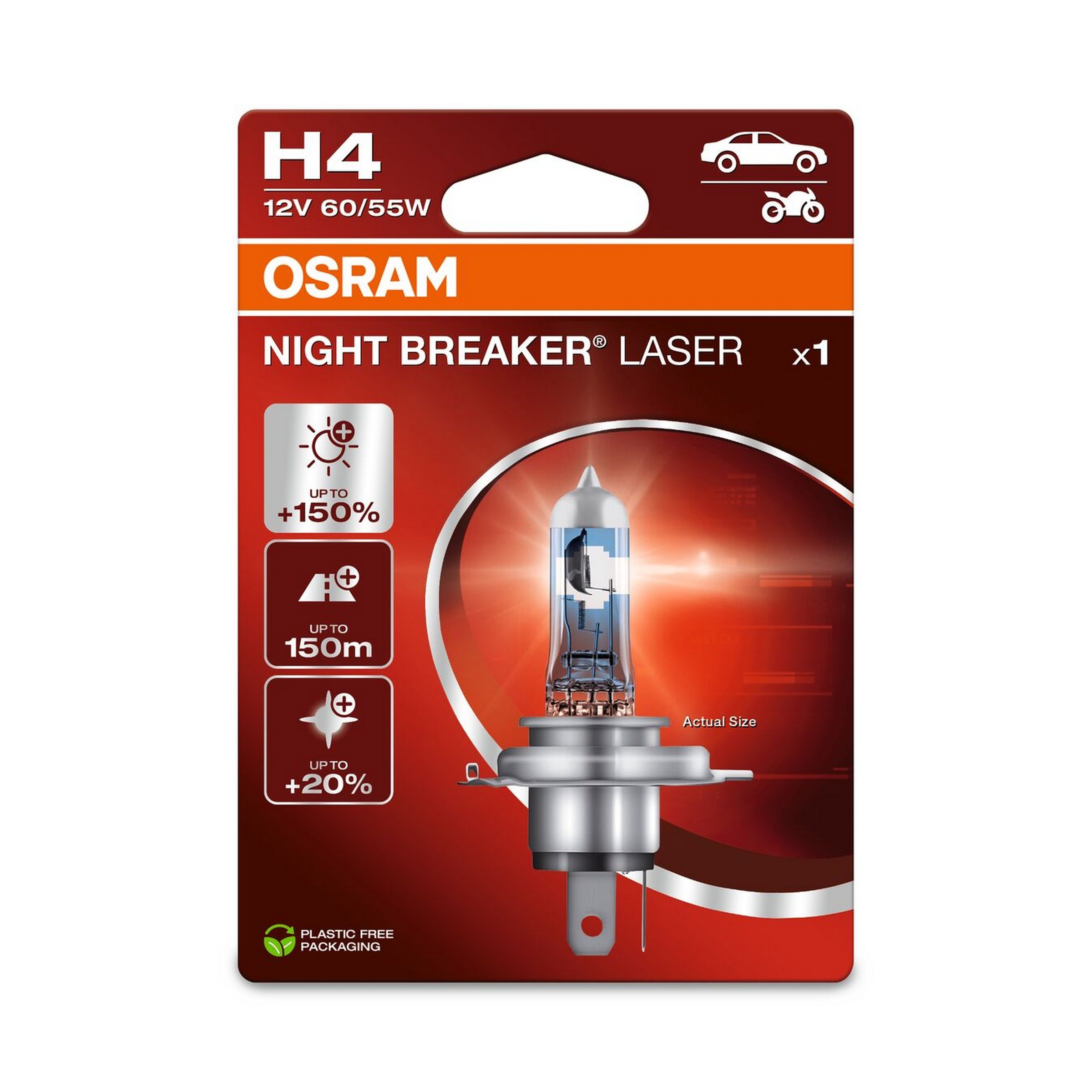 Birne OSRAM NIGHT BREAKER LASER 12V/60/55W, Sockel: P43T/H4 Scheinwerfer Scheinwerfer