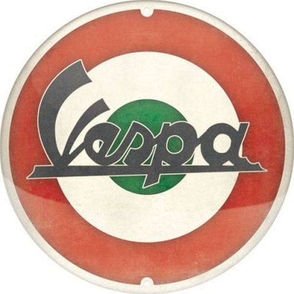 Blechschild mit Motiv Vespa - Logo Italian grün/weiß/rot 