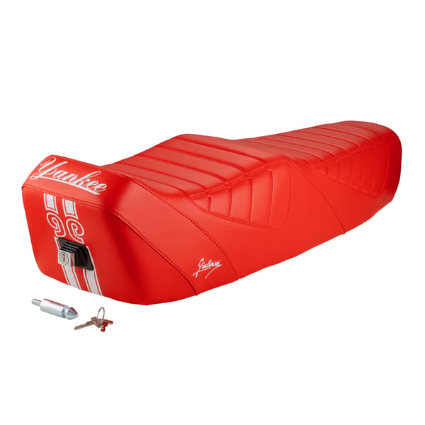 Sitzbank NISA Giuliari 'Yankee' rot für Vespa PX80-200/PE/Lusso/'98/MY