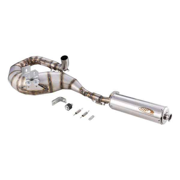Rennauspuff SIP Performance 2.0, Edelstahl unlackiert, Dämpfer: Edelstahl Farbe (ESD): silber für Vespa P80-150X/PX80-150 E/Lusso/'98/MY/Cosa 1