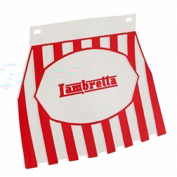 Spritzlappen mit 'Lambretta' Schriftzug rot/weiß gestreift 