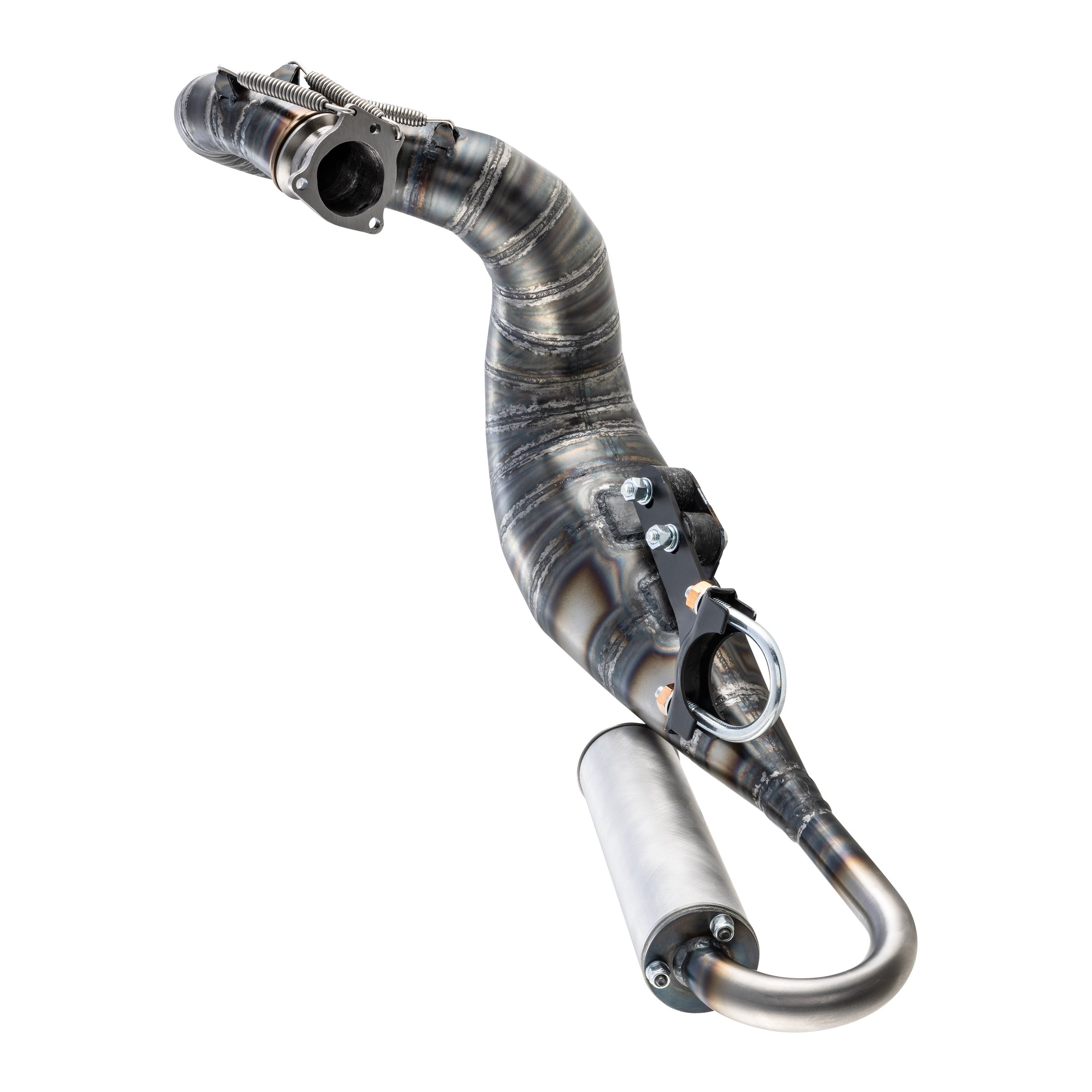 Rennauspuff BFA/FRT 150ccm, Material: Stahl klarlackiert, Farbe (ESD): silber für Vespa 90/R/SS/100/125 VMA1T