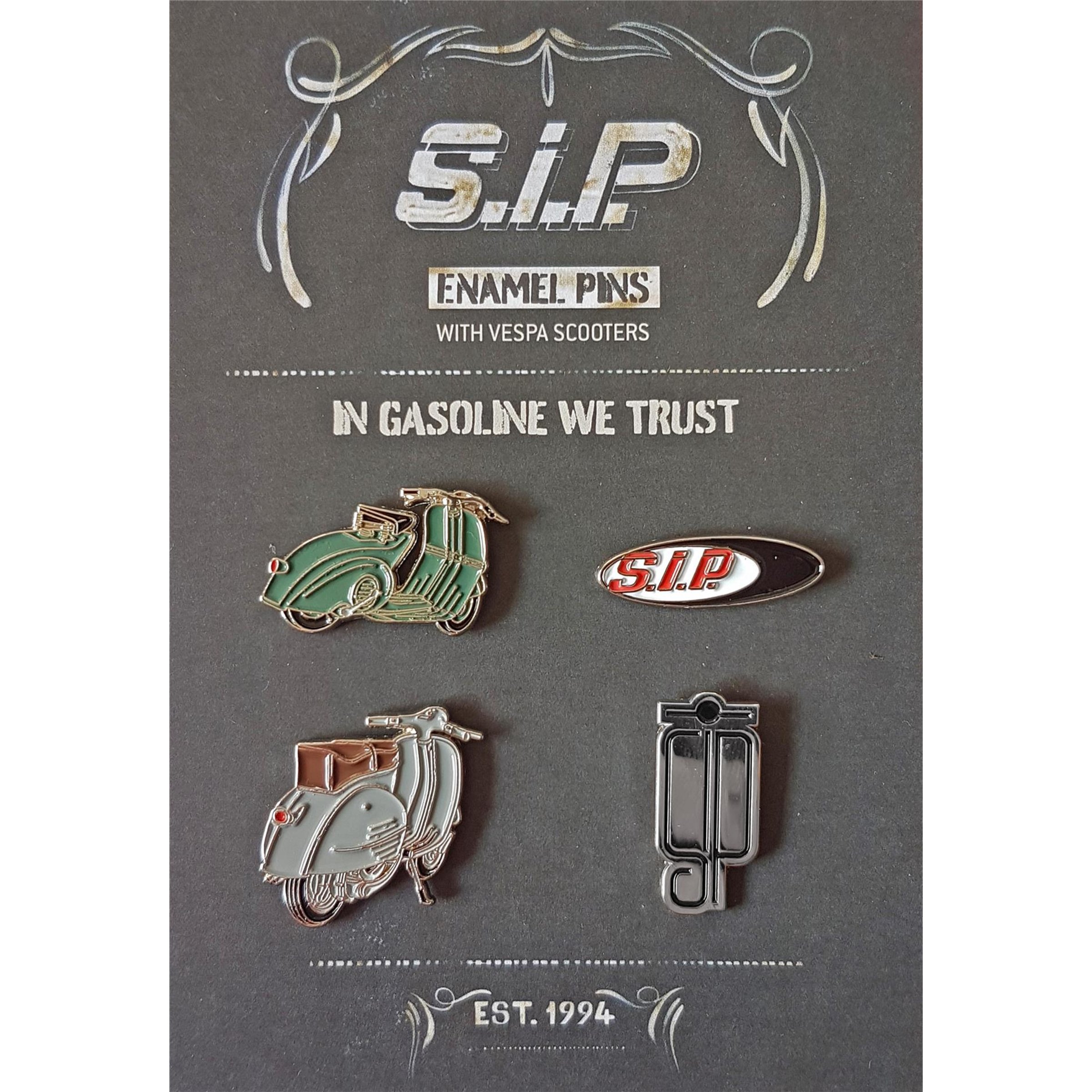 Pin Set SIP mit Motiv Vespa Motorroller, Vespa GS150/Vespa Lampe Unten 