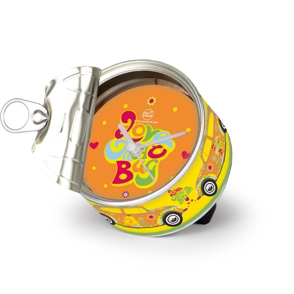 MyClock™ - die tolle Uhr in der Konservendose VW Collection mit Motiv VW Käfer 'Flowers' 