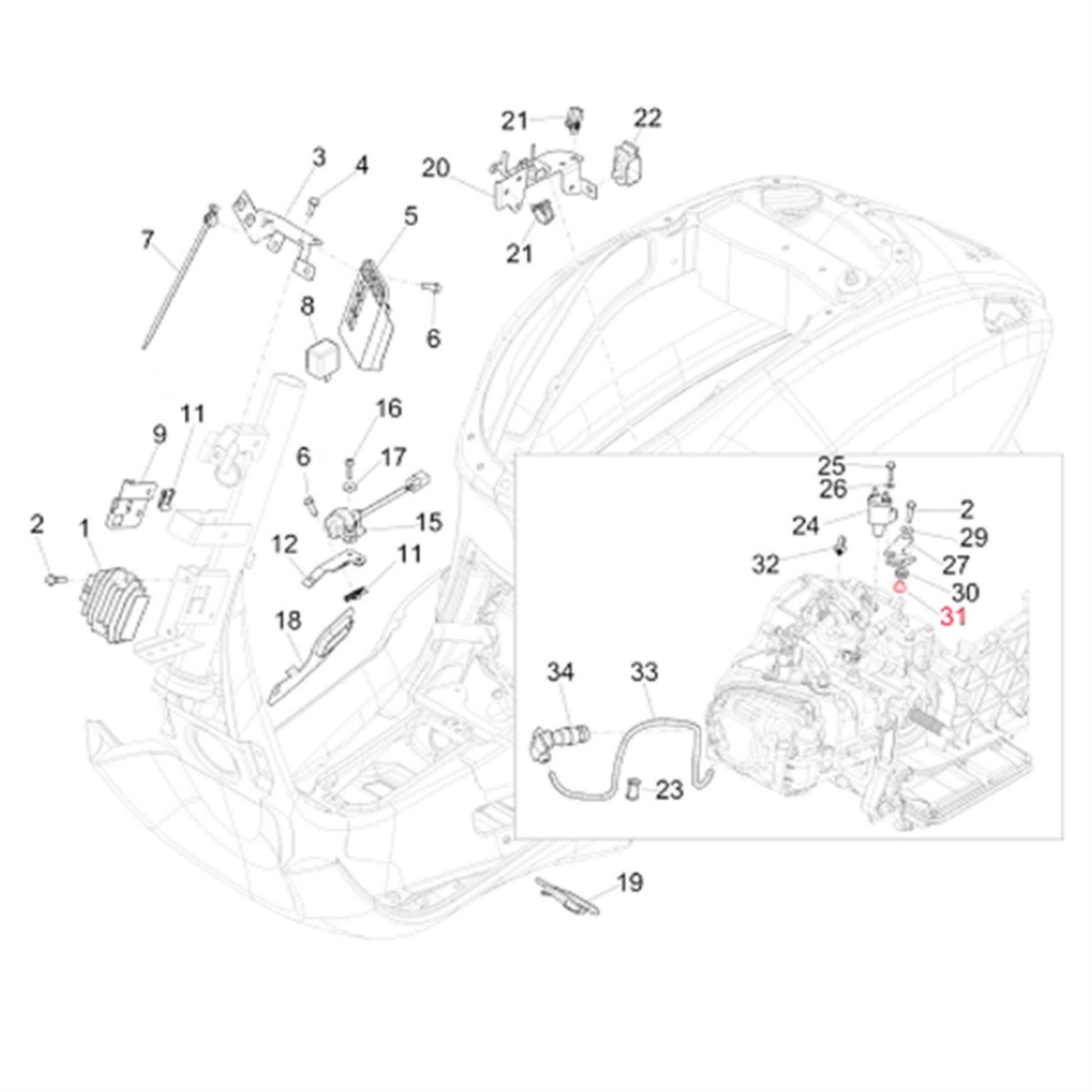 Distanzbuchse PIAGGIO, Zündspule, B018293 für Vespa LX/Primavera/Sprint 125-150ccm für Vespa LX/Primavera/Sprint 125-150ccm