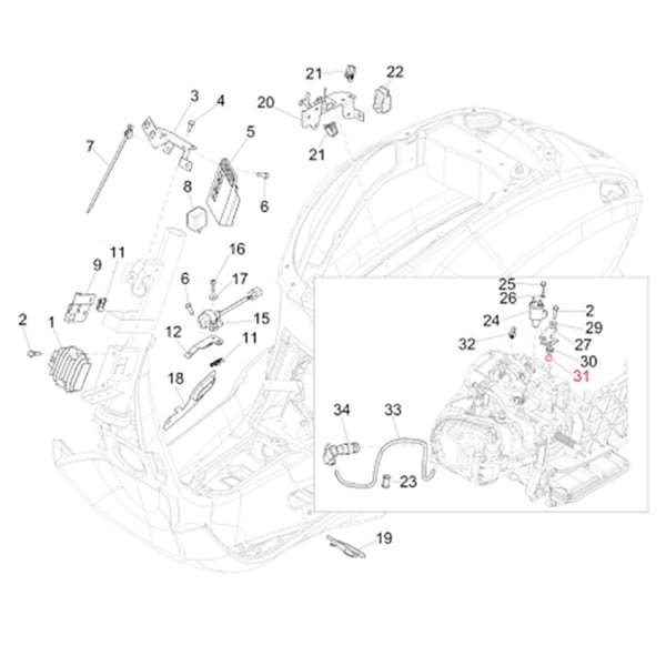 Distanzbuchse PIAGGIO, Zündspule, B018293 für Vespa LX/Primavera/Sprint 125-150ccm