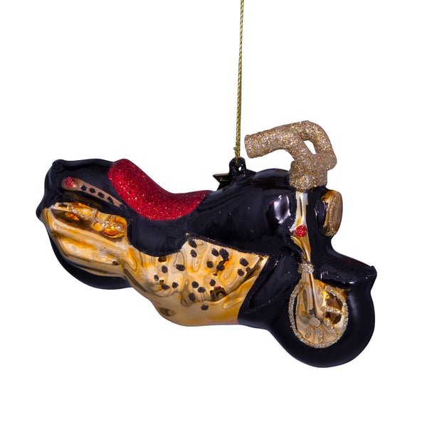 Christbaumschmuck VONDELS mit Motiv 'Motorrad' schwarz / gold 
