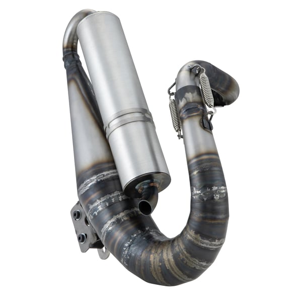 Rennauspuff EGIG Performance Python S, Stahl unlackiert, Dämpfer: Aluminium Farbe (ESD): silber für Vespa 90/R/SS/100/125/PV/ET3