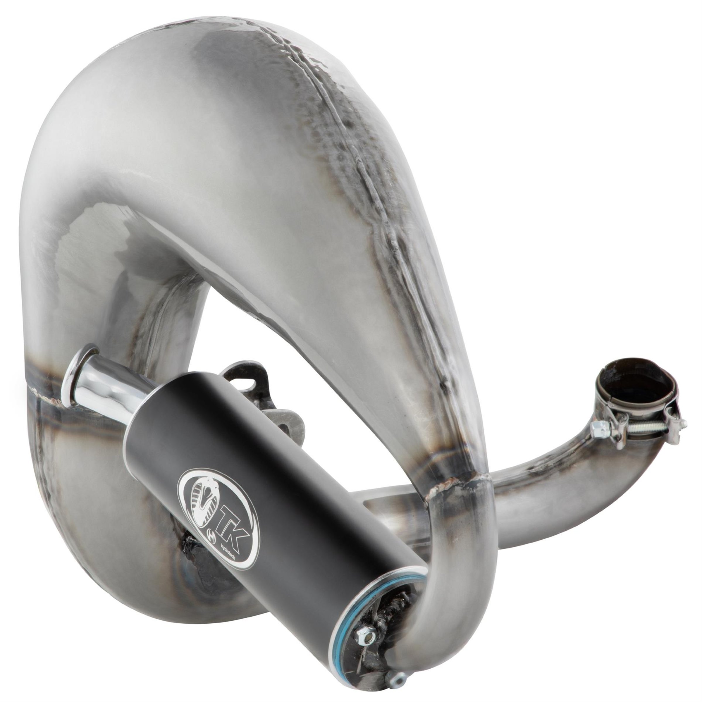 Rennauspuff TURBO KIT Curly, Material: Stahl klarlackiert, Dämpfer: Aluminium Farbe (ESD): schwarz für Vespa 200 Rally/P200E/PX200 E/Lusso/'98/MY/Cosa 1 200
