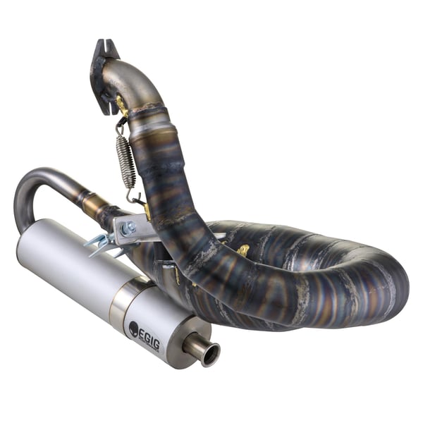 Rennauspuff EGIG Performance VIPER S, Stahl unlackiert, Dämpfer: Aluminium Farbe (ESD): silber für Vespa 90/R/SS/100/125/PV/ET3
