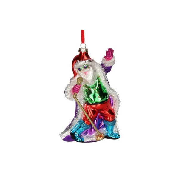 Christbaumschmuck mit Motiv Santa Rocking and Singing schwarz/silber 