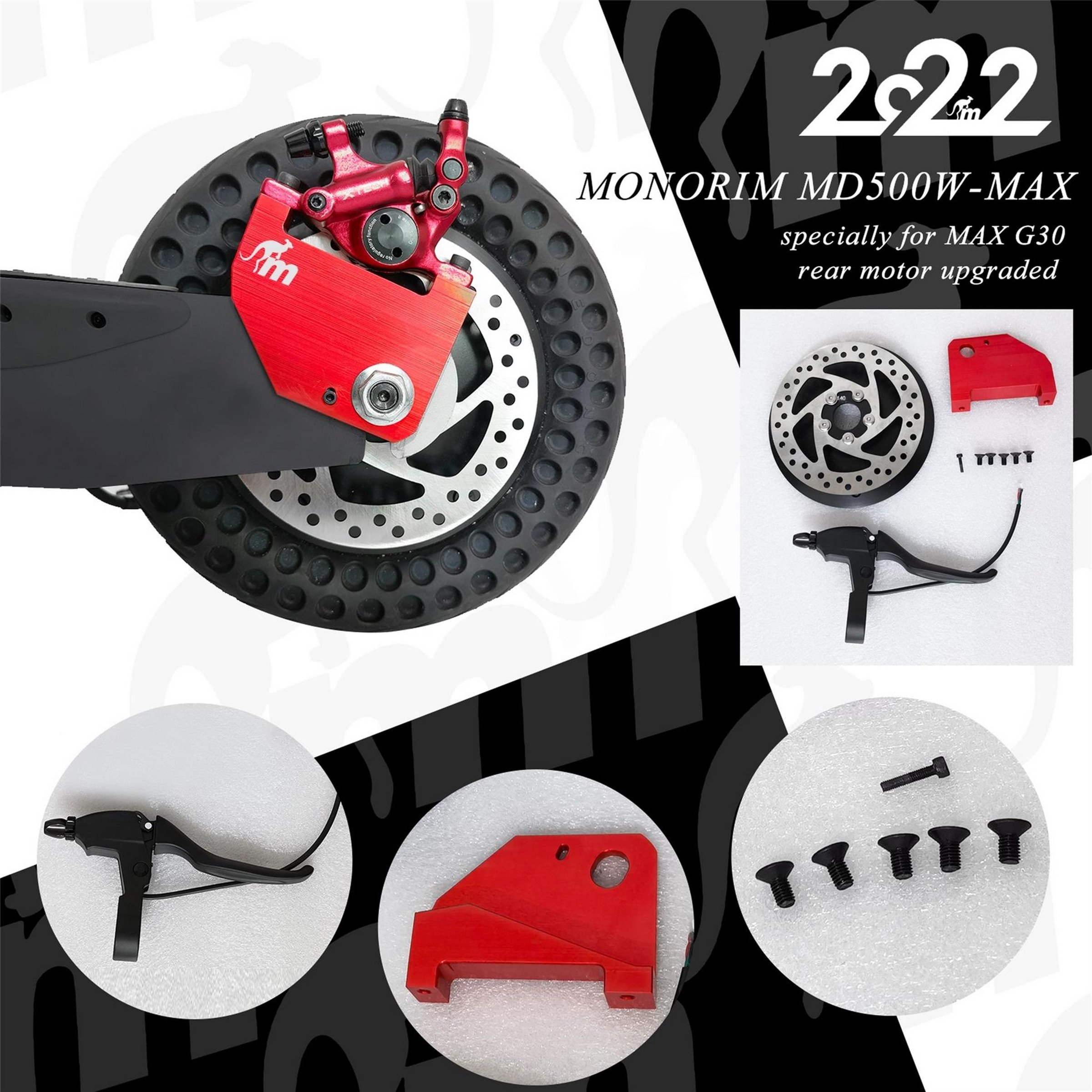 Umrüstkit Scheibenbremse 500W Motor 140mm Bremsscheibe MONORIM für E-Scooter Hinterrad für SEGWAY Max G30 D/E/P/G30 D II/E II/G30 LD/LE für SEGWAY Max G30 D/E/P/G30 D II/E II/G30 LD/LE