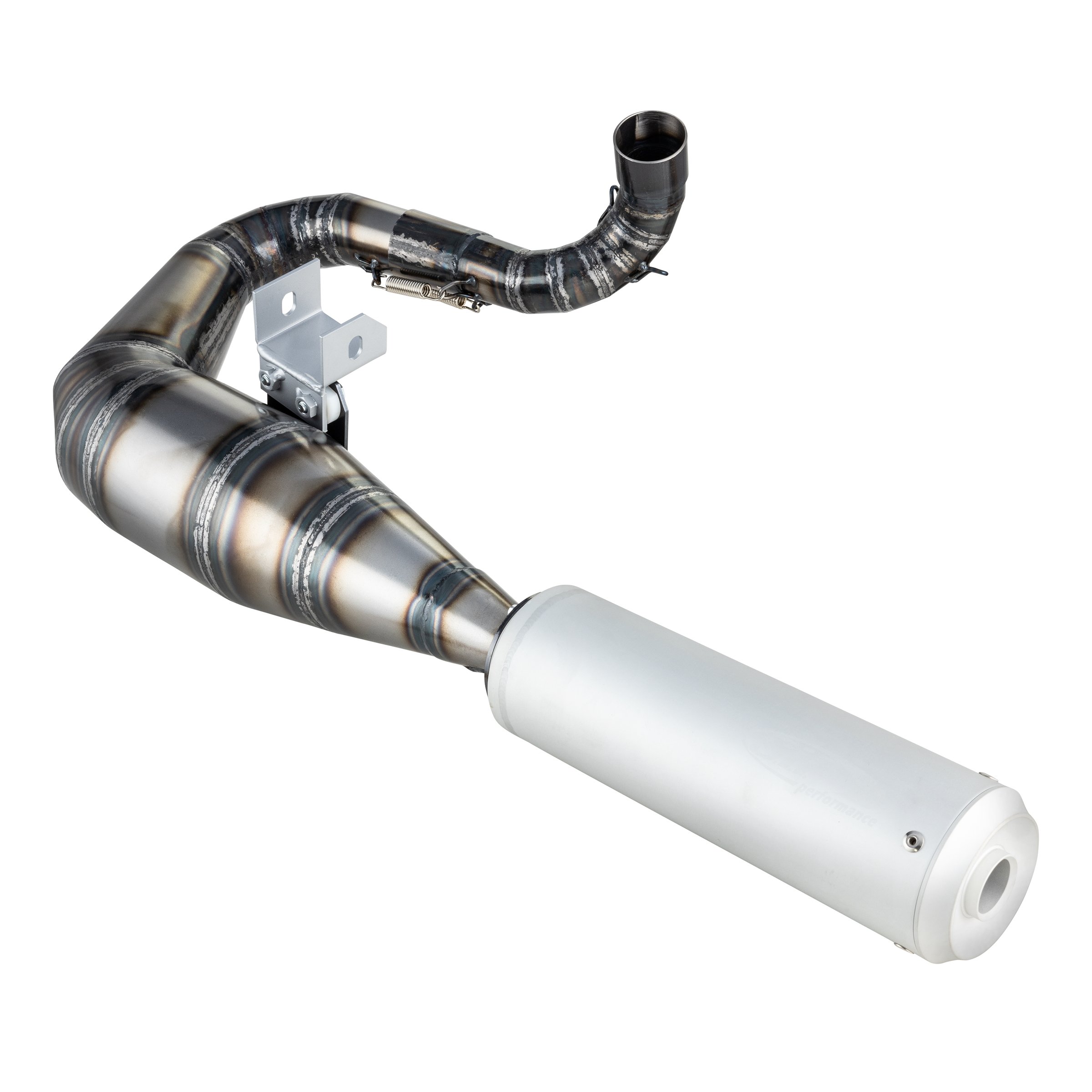 Rennauspuff SIP Performance 2.0 Silent Silent, Material: Stahl klarlackiert, Dämpfer: Aluminium Farbe (ESD): silber für Vespa 200 Rally/P200E/PX200 E/Lusso/'98/MY/Cosa 1 200
