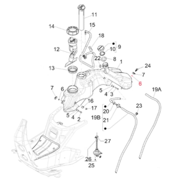 Distanzstück Tank Ø 6,3x9,1x3,6 mm, PIAGGIO für Vespa GTS/GTS Super/GTV/GT 60 125-300ccm