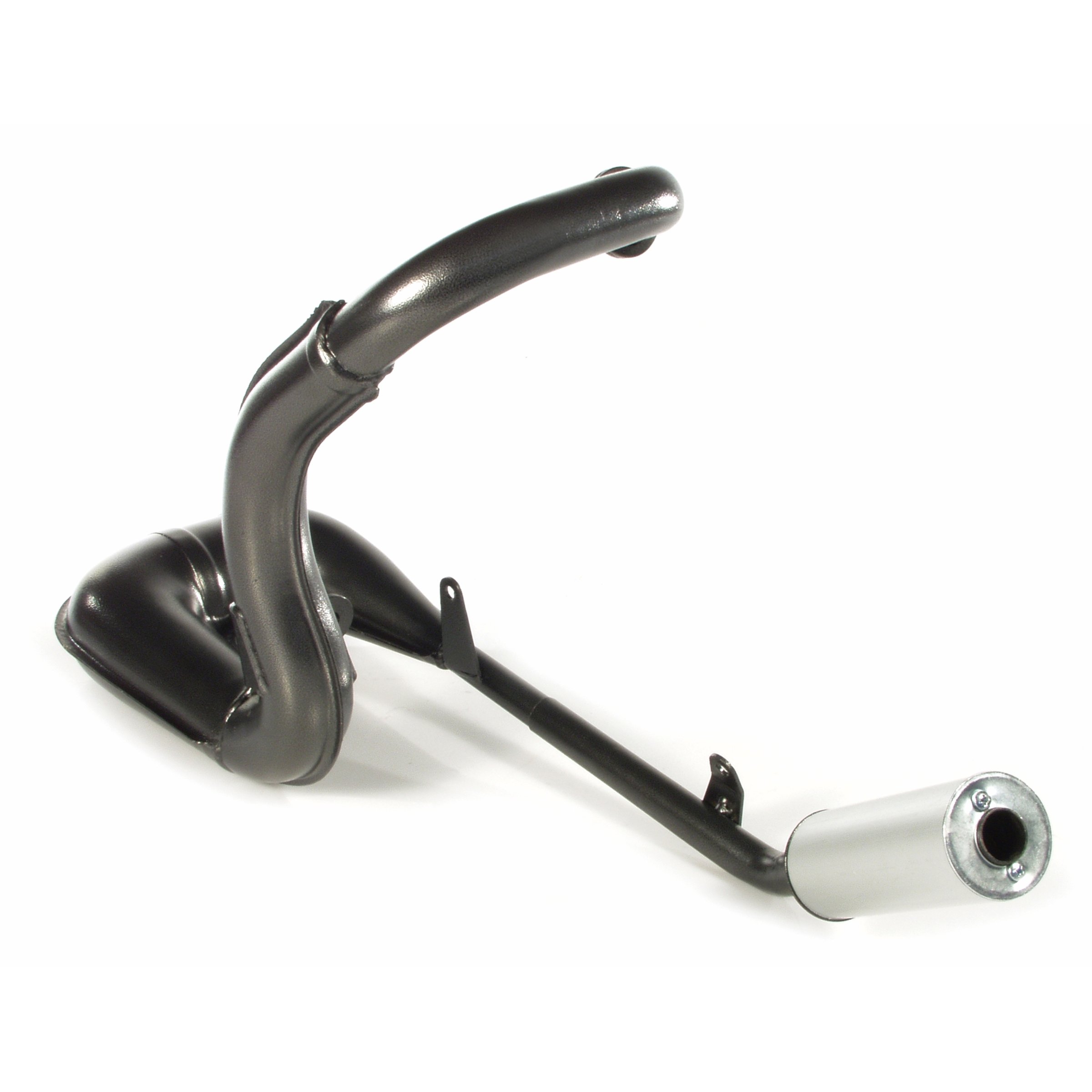 Rennauspuff POLINI 200.2055, Material: Stahl schwarz, Dämpfer: Aluminium Farbe (ESD): silber für Vespa PK50/S/SS/XL/XL2/XLS/HP/FL/N/Rush