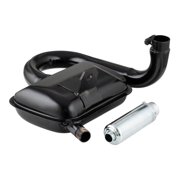 Auspuff Standard mit ESD, Stahl schwarz, Farbe (ESD): silber für Vespa 125 VNA-TS/150 VBA-Sprint/PX80-150/PE/Lusso