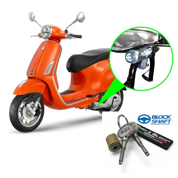 Sicherheitsschloss PUSH & BLOCK Hauptständer silber für Vespa LX/Primavera/Sprint 125ccm ('05-)