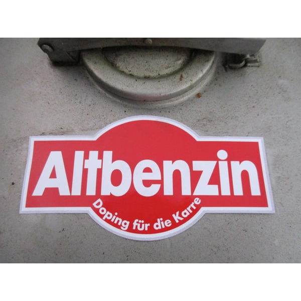 Aufkleber mit Motiv 'Altbenzin' 