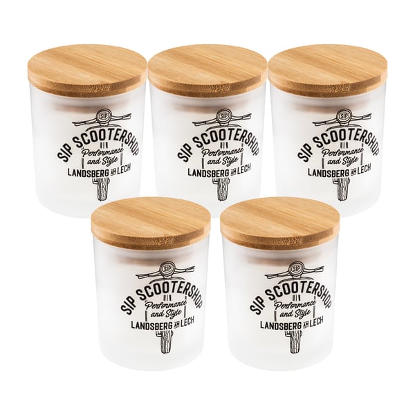 Duftkerze SIP Vanilleduft mit Motiv Vespa Motorroller weiß/schwarz 