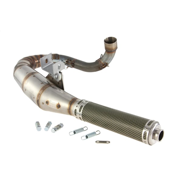 Rennauspuff SIP Performance Sparewheel, Edelstahl unlackiert, Dämpfer: Carbon/Polyamid Farbe (ESD): carbon für Vespa 200 Rally/P200E/PX200 E/Lusso/'98/MY/Cosa 1 200