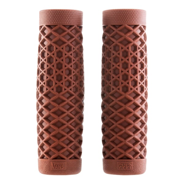 Griffe CULT VANS Waffle Ø 24/24 mm L 125 mm für Vespa 50-125 PV/ET3/125 GT/GTR/Super/TS/150 GL/Sprint/V/Super/180SS/200 Rally/PX80-200/PE Lusso'98/MY Gummi, mahagoni braun RAL 8016, für Lenkerrohre Ø 24/24mm, L 125 mm, ohne Lenkerenden-Öffnung, und Note 1