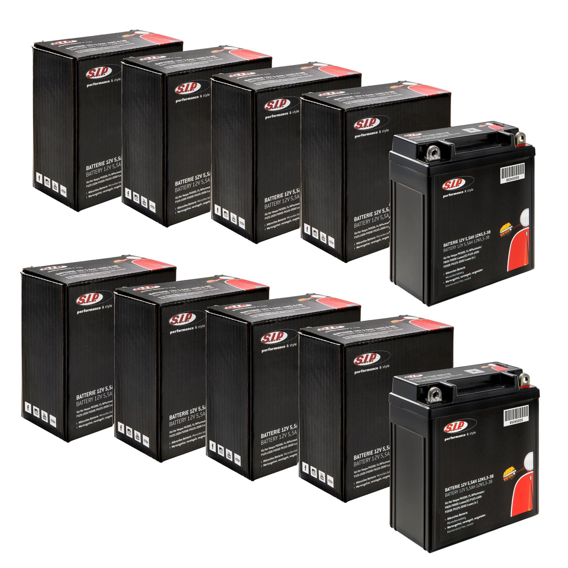 Batterie Sparpack SIP, 12N5,5-3B für Vespa PK50XL FL/N Plurimatic/P80X-PX80E-Lusso (D)/P125-150X-P200E-PX125-200E/Lusso (e), mit Batterie für Vespa PK50XL FL/N Plurimatic/P80X-PX80E-Lusso (D)/P125-150X-P200E-PX125-200E/Lusso (e), mit Batterie