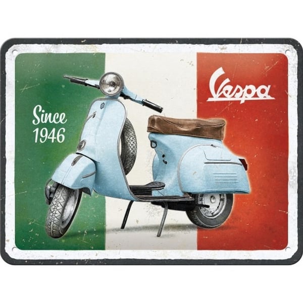 Blechschild mit Motiv Vespa - Since 1946 grün/weiß/rot 