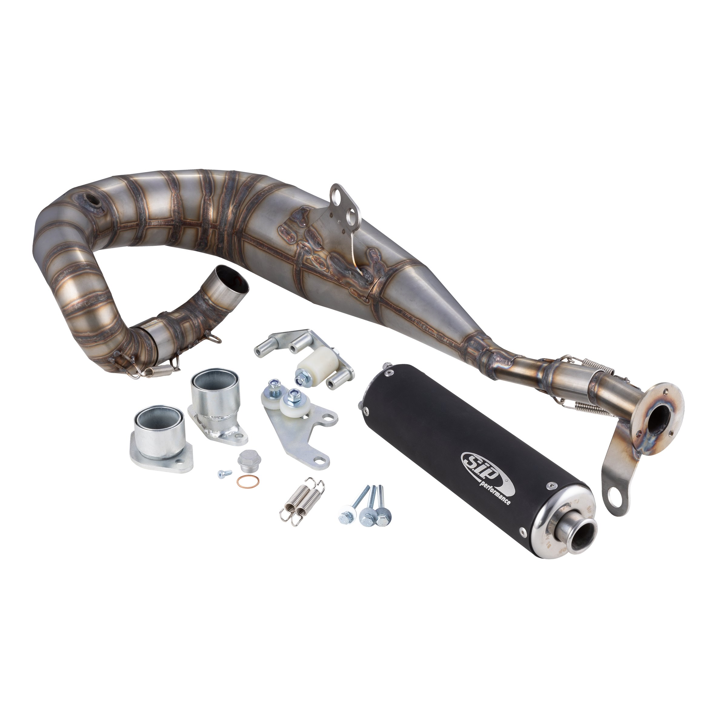 Rennauspuff SIP Performance Touring Design by NORDSPEED, Material: Edelstahl, Dämpfer: Aluminium Farbe (ESD): schwarz eloxiert für Lambretta 125 LI/LIS/DL/GP/150 LI/LIS/SX/DL/GP/175 TV 2°-3°/200 TV/SX/DL/GP