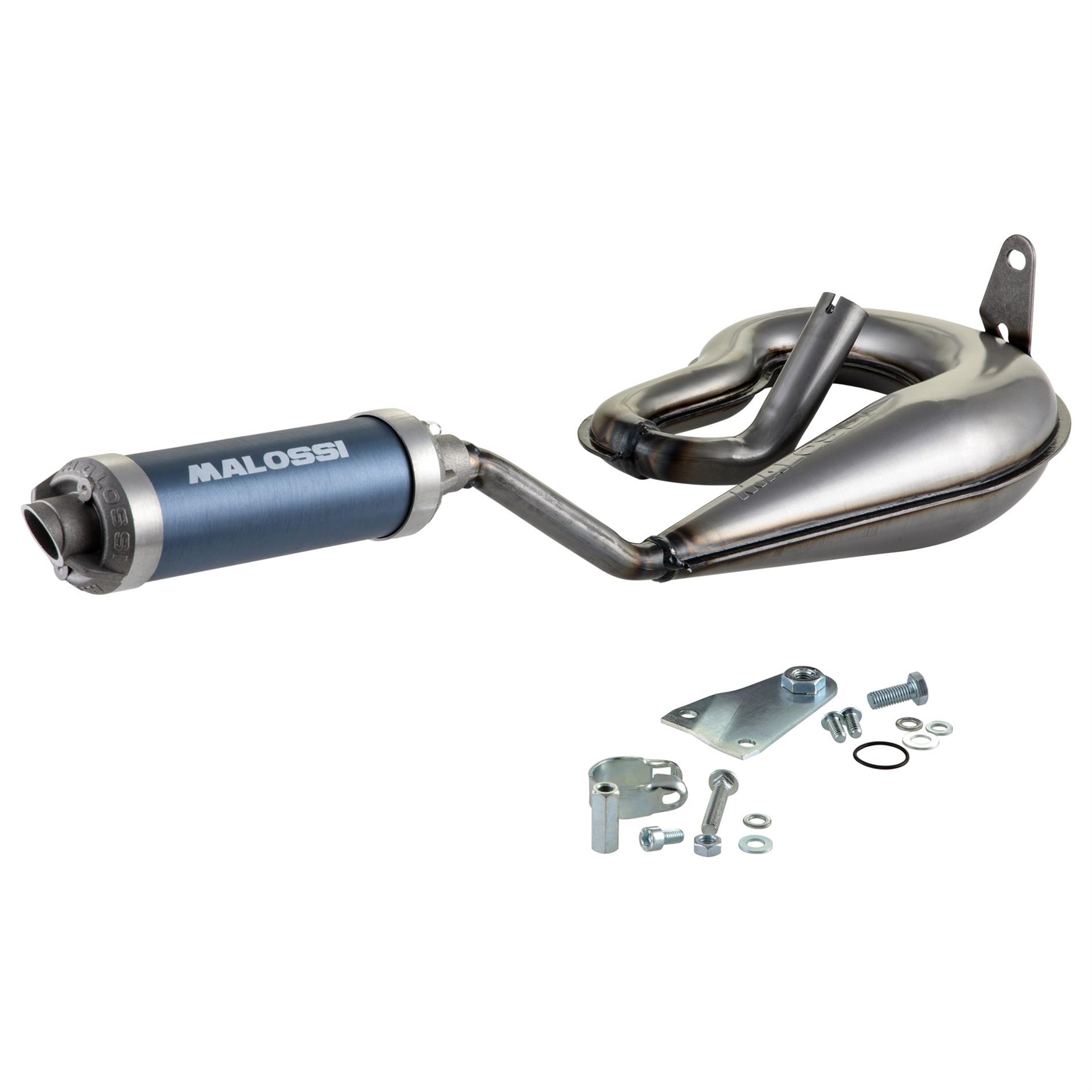 Rennauspuff MALOSSI Too Bad 3218787, Material: Stahl schwarz, Farbe (ESD): silber für PIAGGIO Ciao/Ciao PX/Bravo für PIAGGIO Ciao/Ciao PX/Bravo