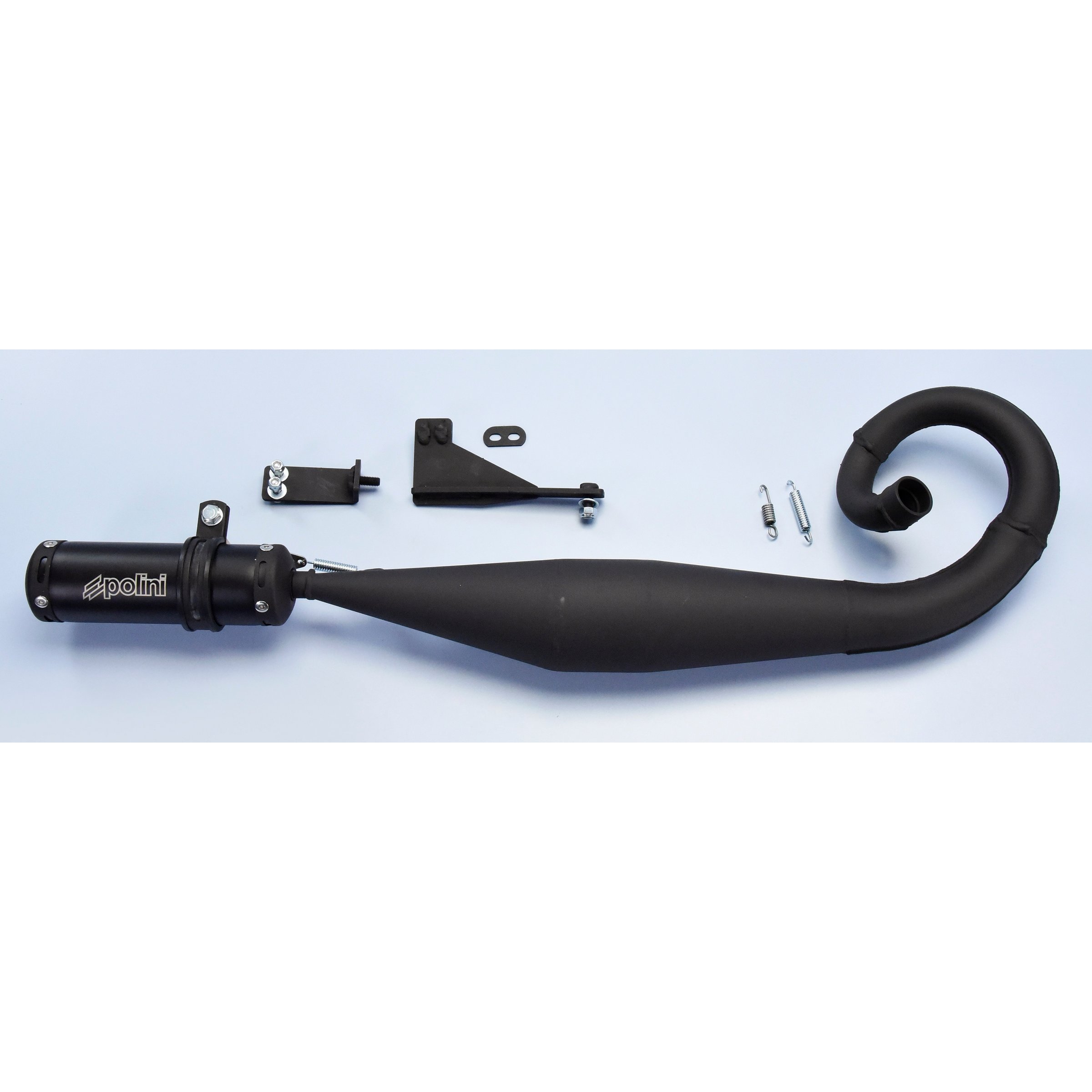 Rennauspuff POLINI For Race 200.0425, Material: Stahl schwarz, Dämpfer: Aluminium Farbe (ESD): schwarz für PIAGGIO CIAO/PX/SI/Bravo/Superbravo/Grillo/Boss 50ccm 2T AC