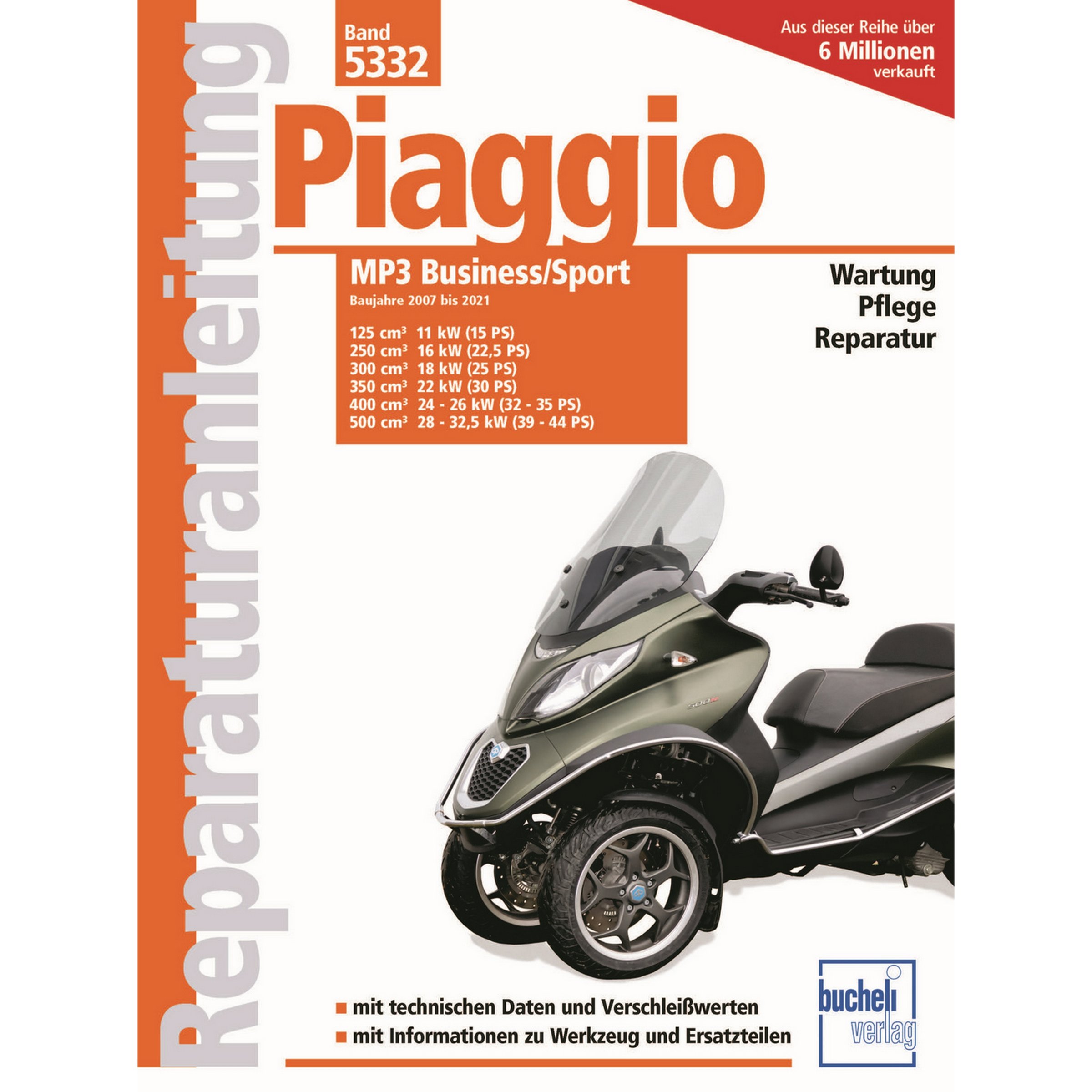 Reparaturanleitung 'Piaggio MP3 Business/Sport' Baujahre 2007 bis 2021 