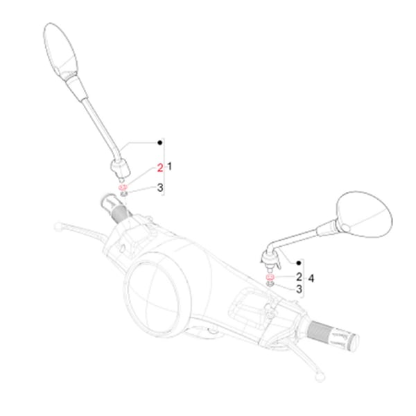 Sternscheibe Spiegel, PIAGGIO für Vespa Primavera/Sprint 50-150ccm