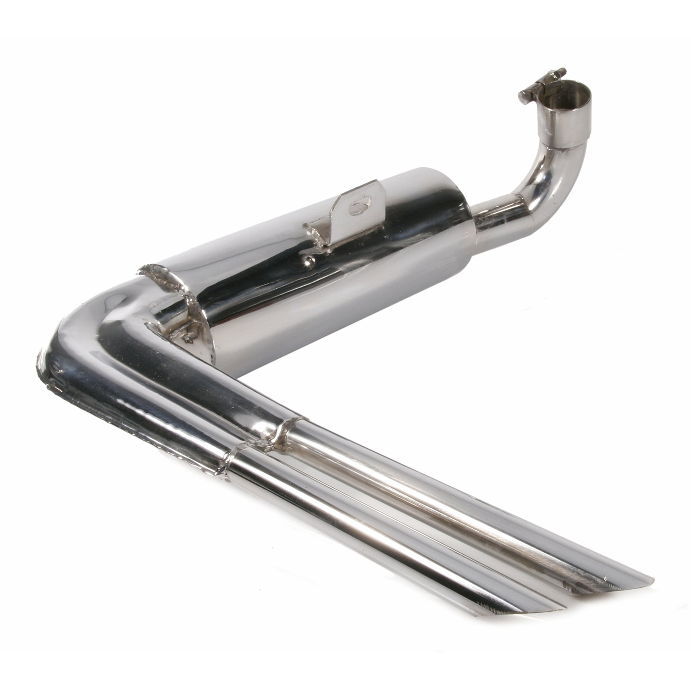 Rennauspuff 'Replika Sport', Material: Edelstahl poliert, Farbe (ESD): chrom für Vespa 200 Rally/P200E/PX200 E/Lusso/'98/MY/Cosa 1 200