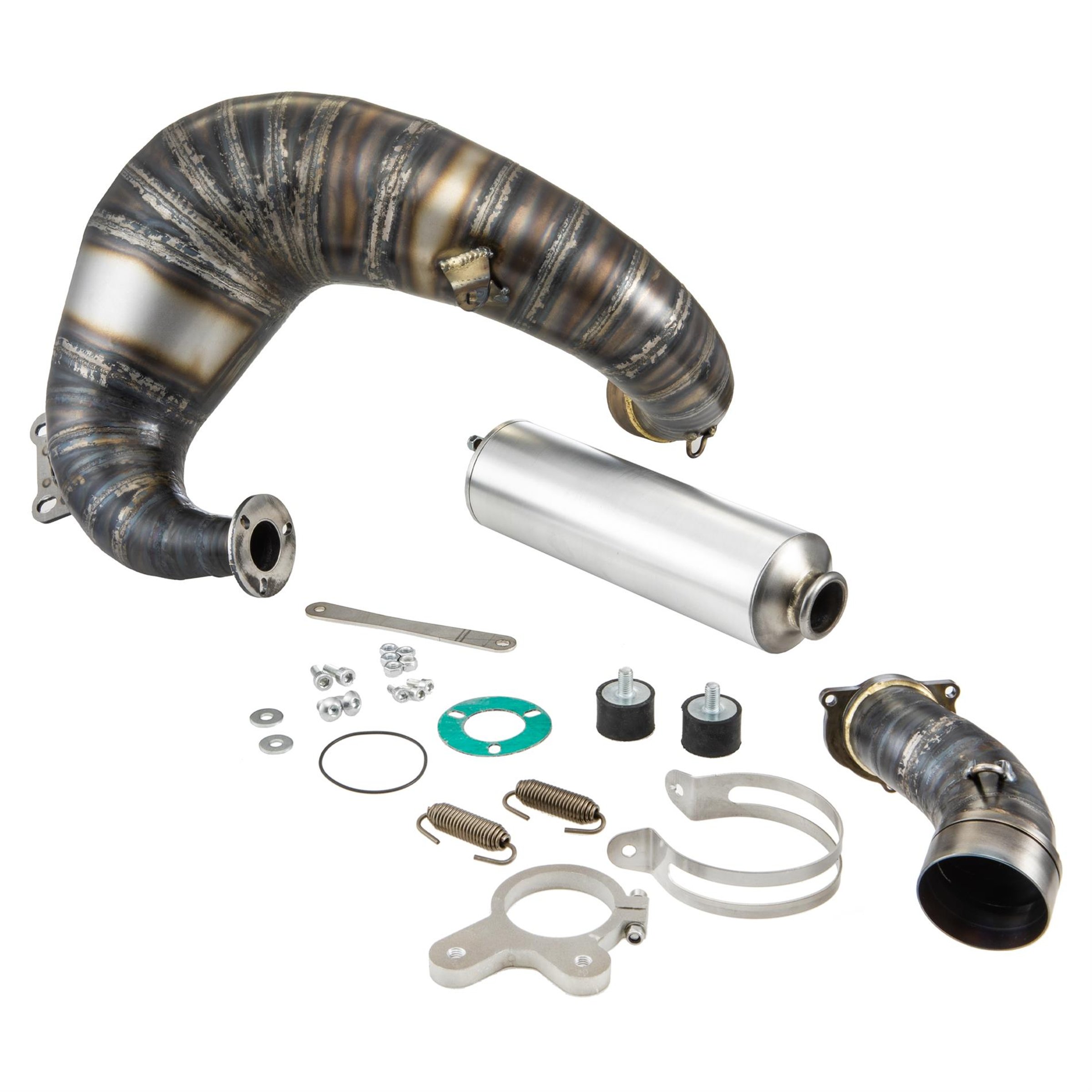 Rennauspuff BFA MOTORI 288, Material: Stahl klarlackiert, Farbe (ESD): silber für Vespa 90/R/SS/100/125/PV/ET3
