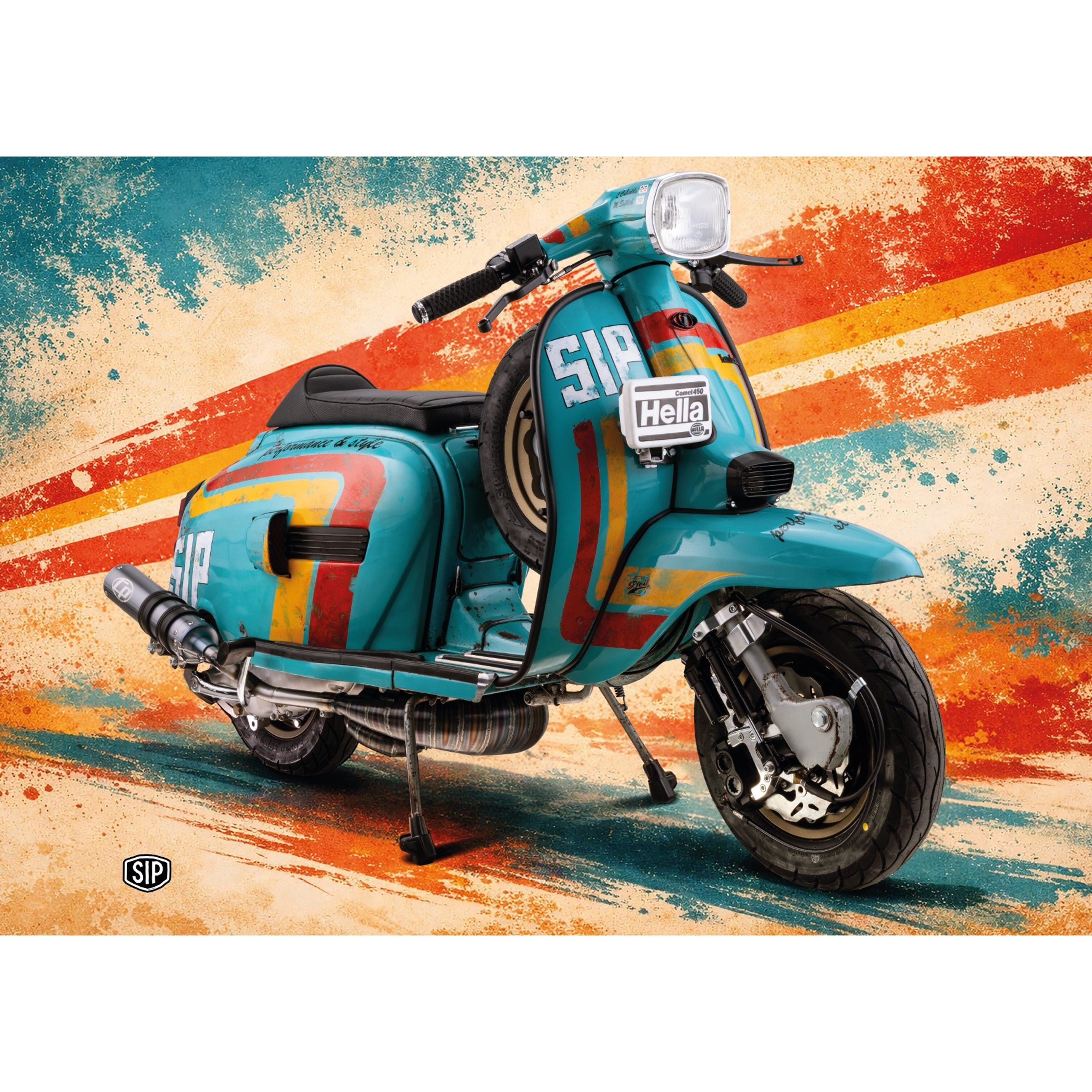 Postkarte SIP mit Motiv Lambretta Innocenti Custom Scooter 