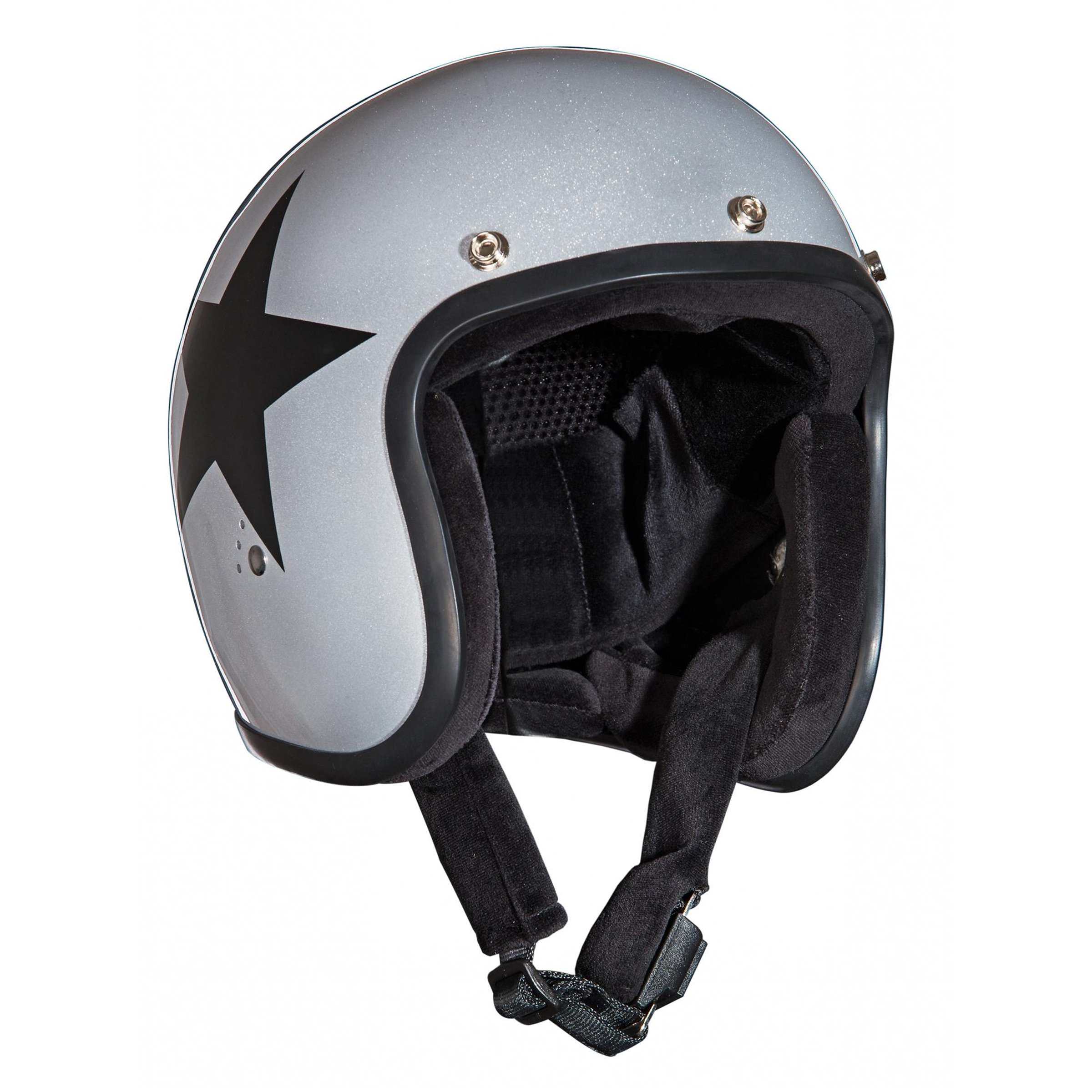 Helm BANDIT Jet Star mit schwarzem Stern, silber, Gr. L, 59-60 cm Jethelm