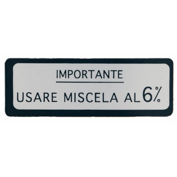 Aufkleber mit Motiv Usare Miscela al 6% für Vespa 150 GS