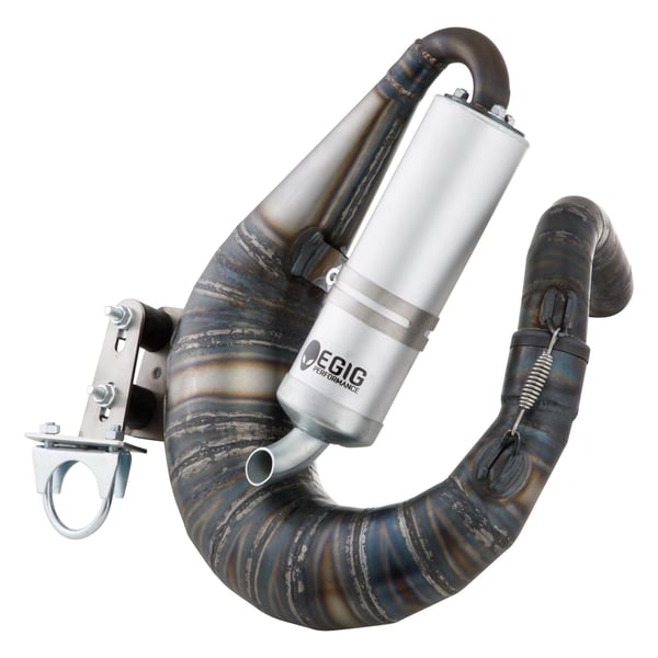 Rennauspuff EGIG Performance MAMBA, Stahl unlackiert, Dämpfer: Aluminium Farbe (ESD): silber für Vespa 90/R/SS/100/125/PV/ET3