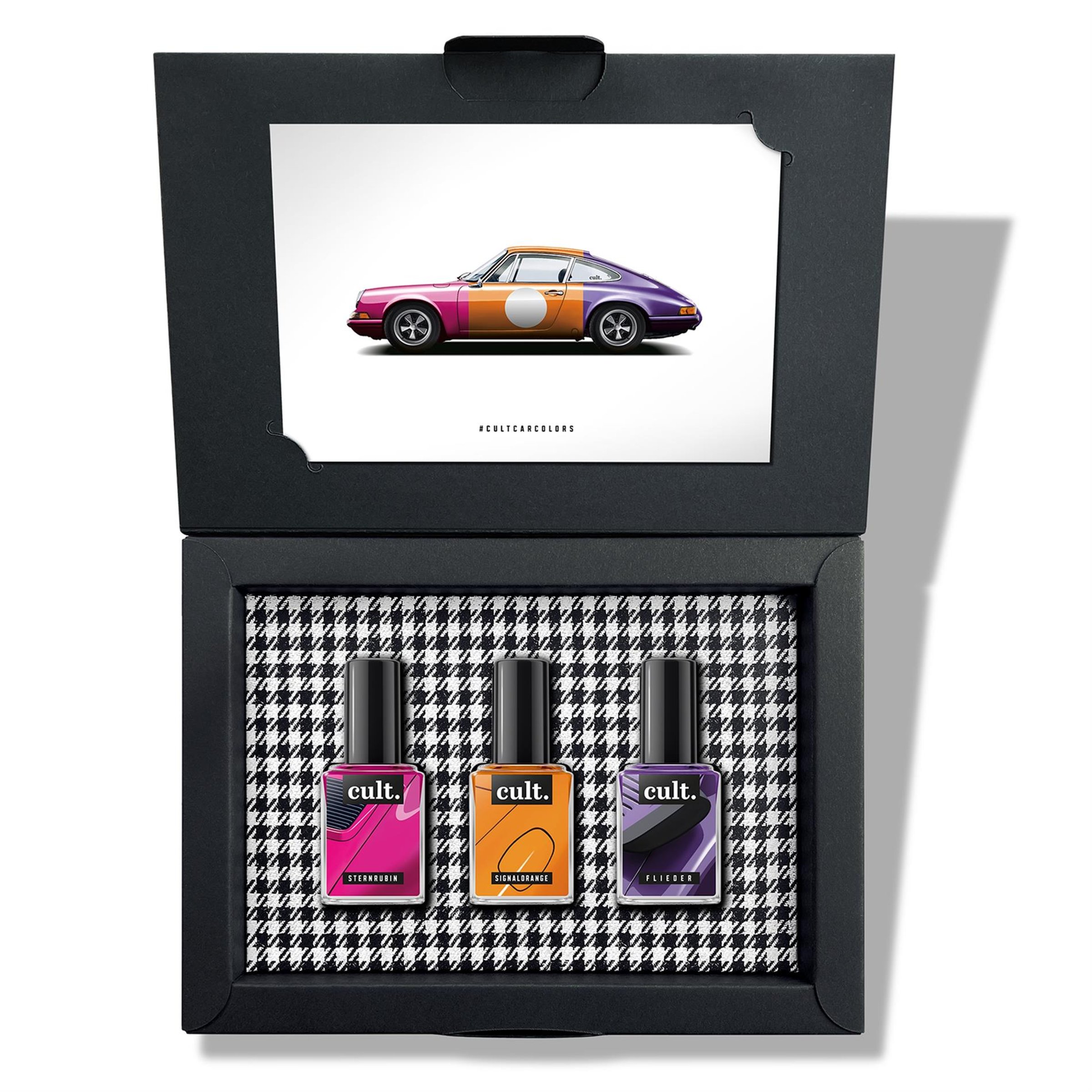 Nagellack-Set PORSCHE 911 sternrubin/signalorange/flieder 