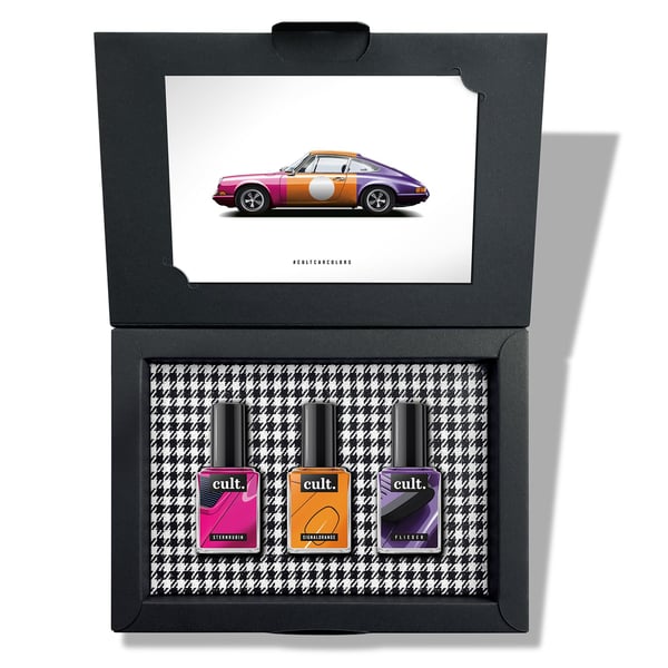 Nagellack-Set PORSCHE 911 sternrubin/signalorange/flieder 