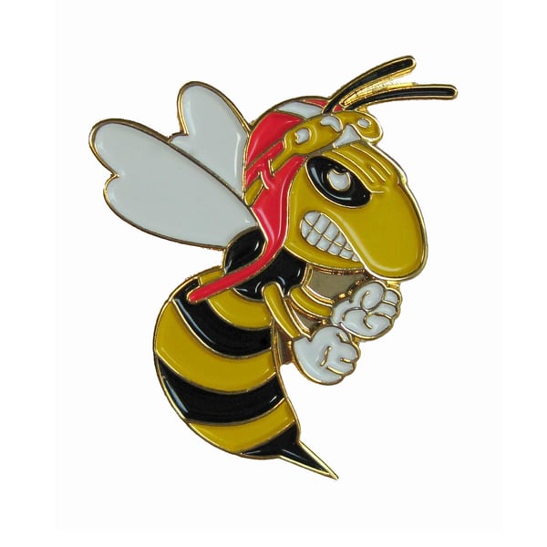 Pin mit Motiv 'böse Wespe' 