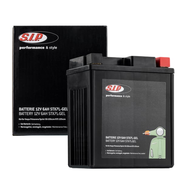 Batterie SIP 12V/6Ah, STX7L-GEL für Vespa Primavera/Sprint 50-150ccm/GTS 125ccm