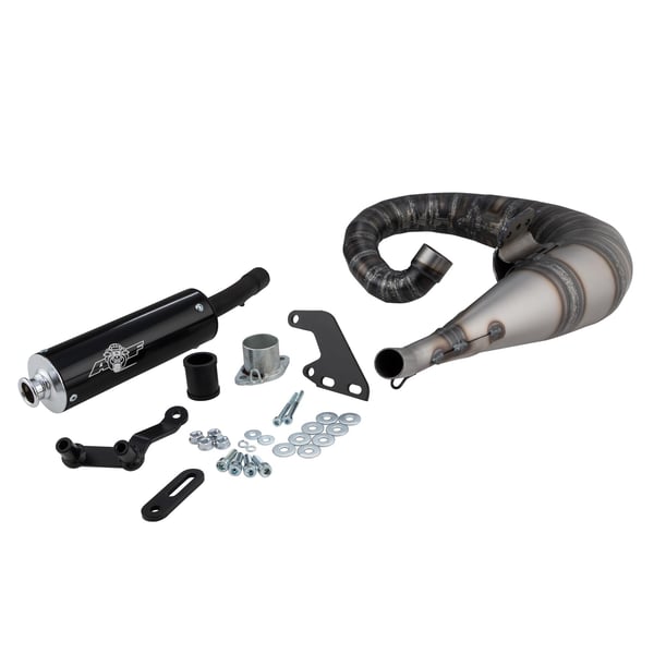 Rennauspuff AF Rayspeed Tornado, Stahl klarlackiert, Dämpfer: Aluminium Farbe (ESD): silber für Lambretta 125 LI/LIS/DL/GP/150 LI/LIS/SX/DL/GP/175 TV 2°-3°/200 TV/SX/DL/GP