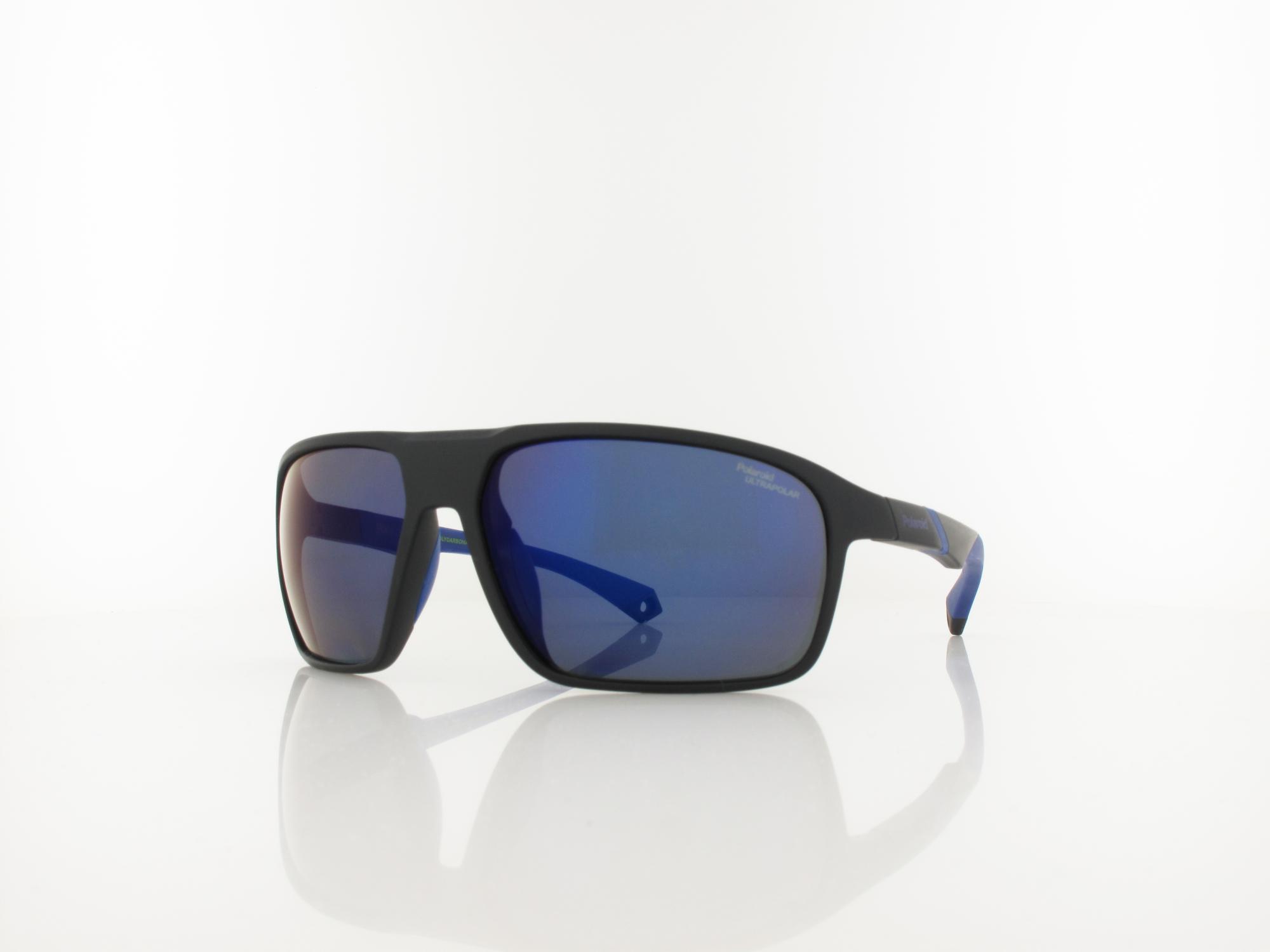Polaroid PLD 7058/S 0VK/QG 64 matte black blue / blue mirror polarized high contrast