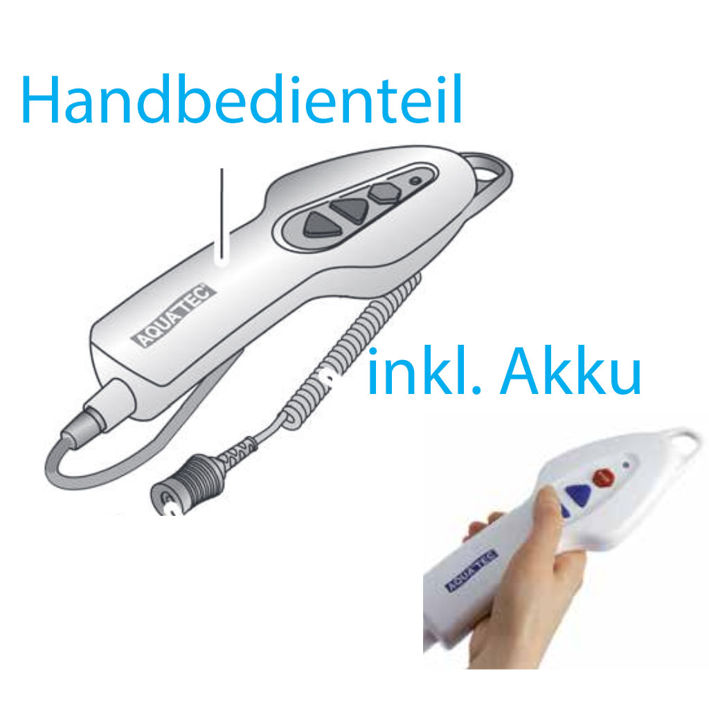 Handbedienteil komplett inkl. Akku für Aquatec Orca Badelifter, Original Neuware (kein Rebuilt)