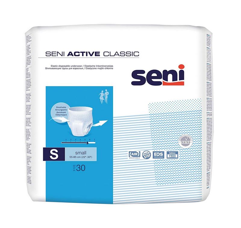 Seni Active Classic Small, atmungsaktive, elastische Inkontinenzslips, Pants, S (P=30)