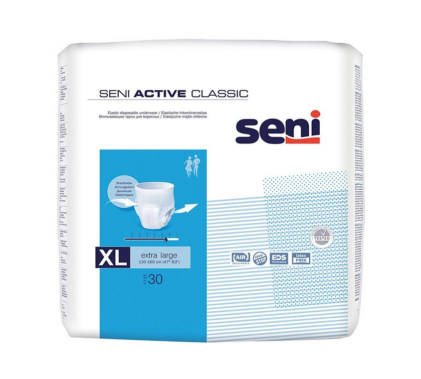 Seni Active Classic Extra Large, atmungsaktive, elastische Inkontinenzslips, Pants, XL (P=30)